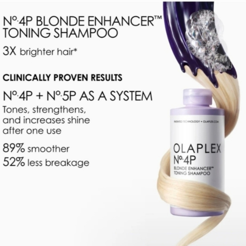 NWT FULL SET OLAPLEX No.4P & No.5P Blonde Enhancer Duo - White & Violet Accents - Picture 2 of 5